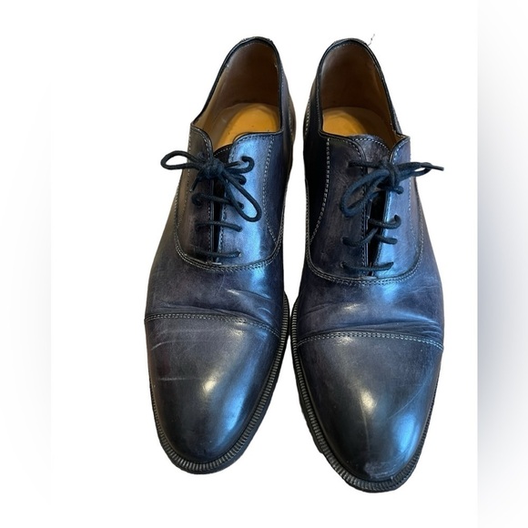 Di Bianco Gallo blue leather lace up derby shoes main image 4